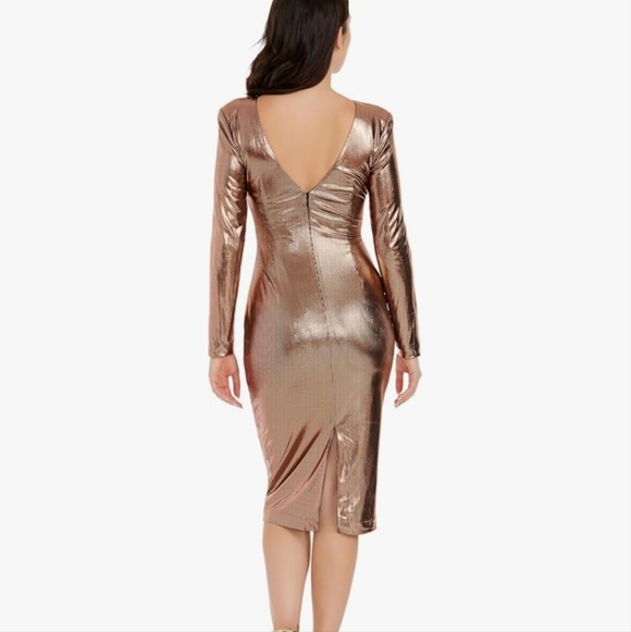 Dress the Population Emilia Gold Metallic Bodycon Dress - Picture 3 of 7